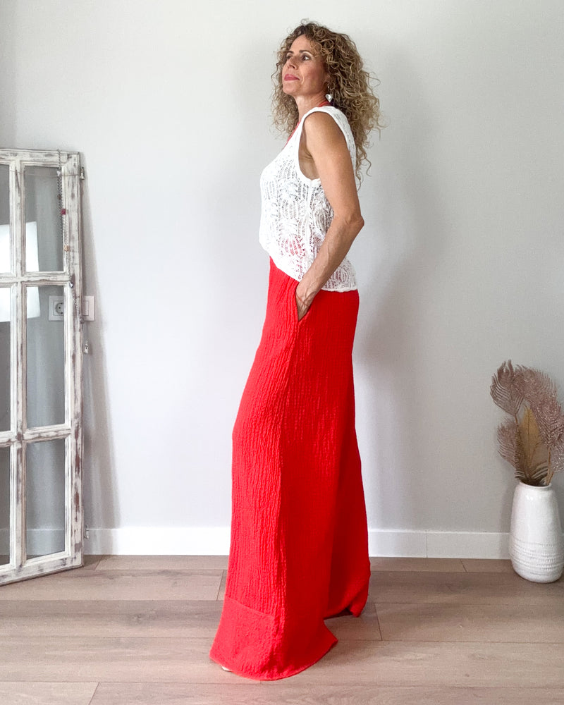 Pantalón palazo rojo