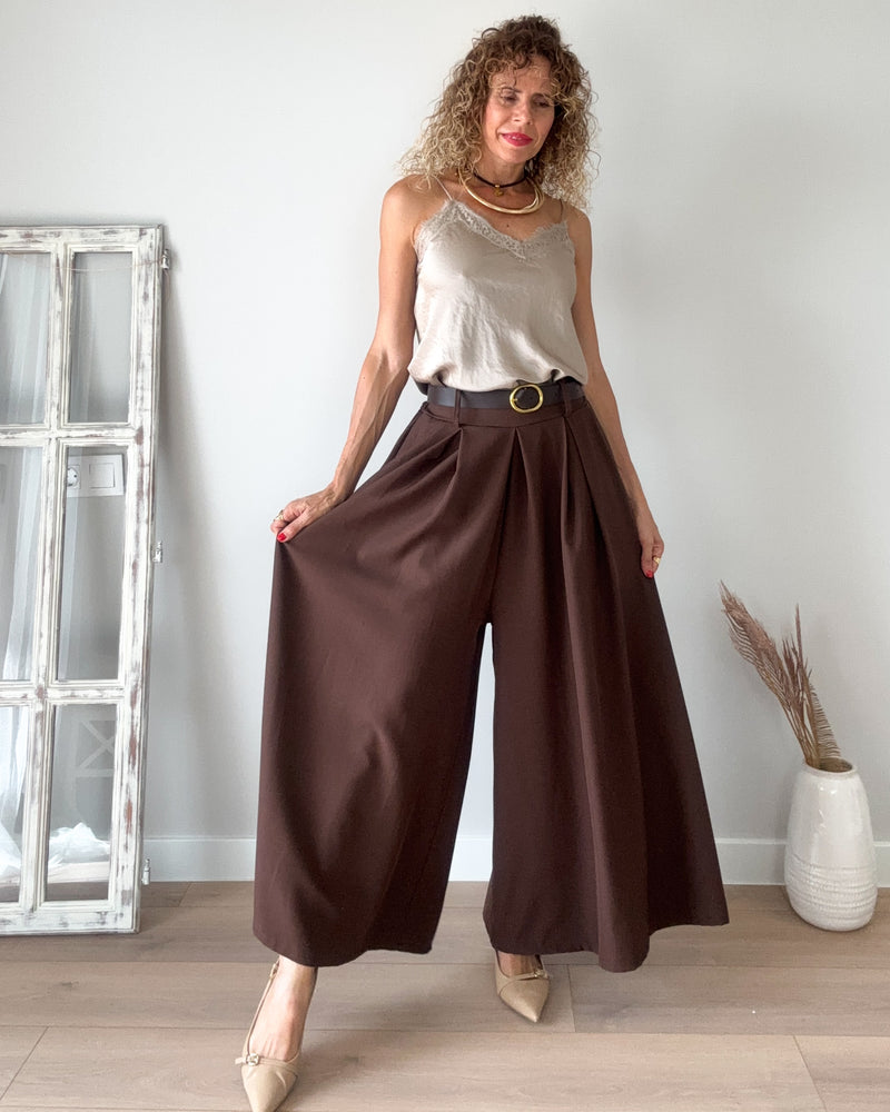 Pantalón chocolate wideleg