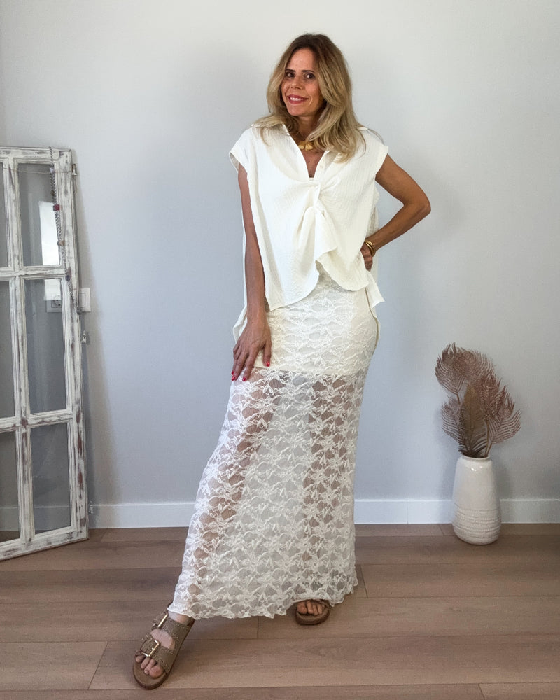 Blusa arrugada beige