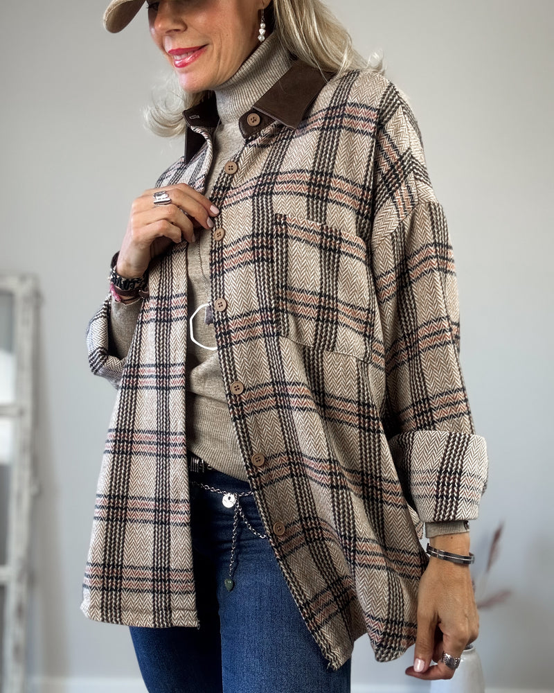 Camisa cuadro polipiel