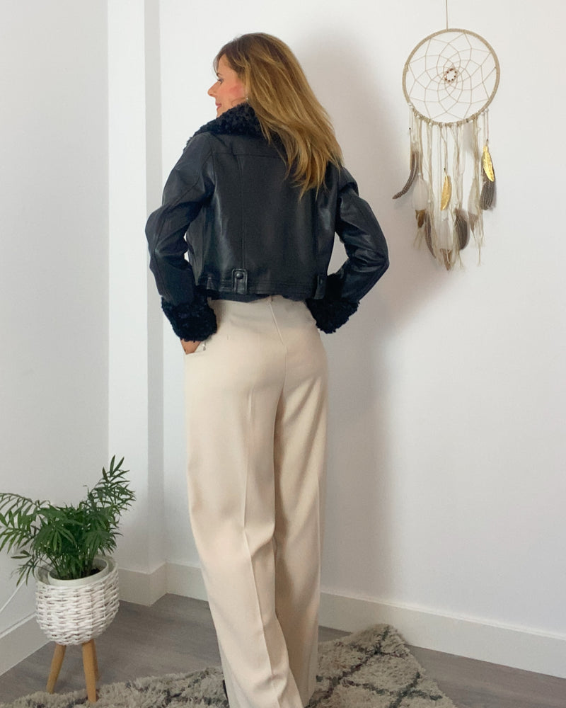 Pantalón fluído beige