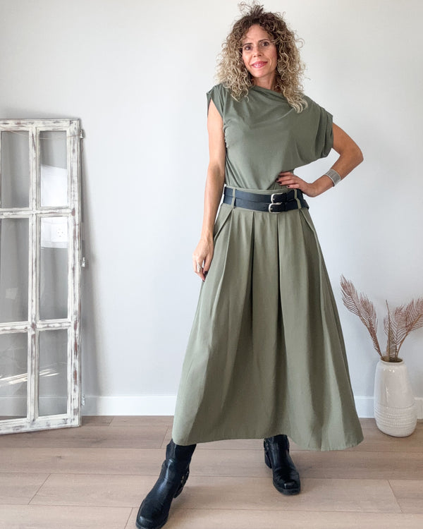 Falda verde cinturon