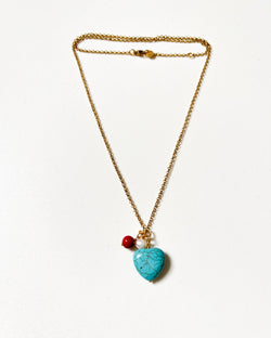 COLLAR CORAZÓN TURQUESA