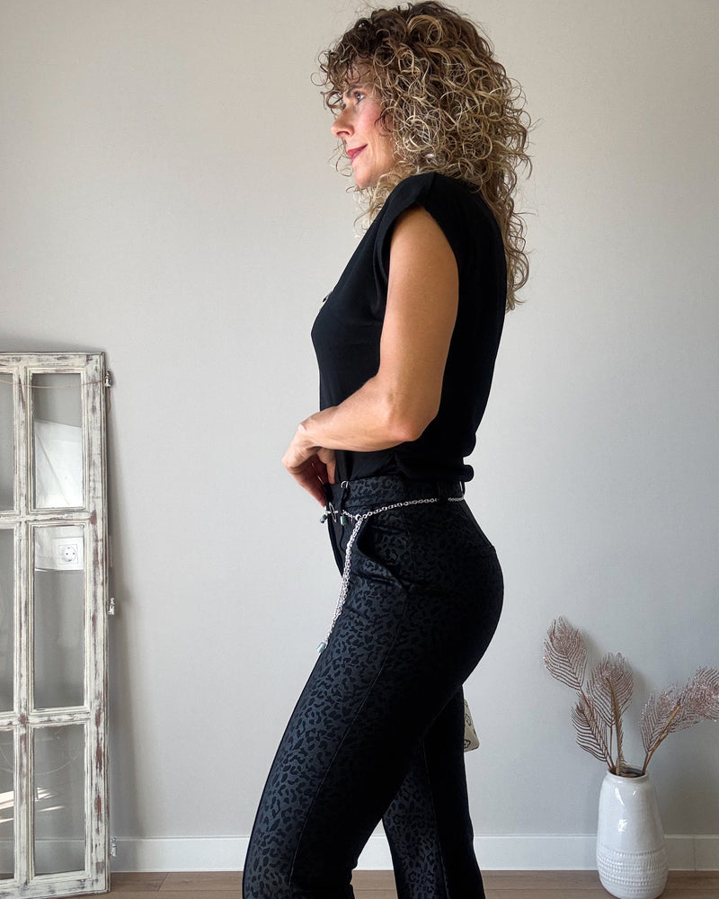 Pantalón negro print
