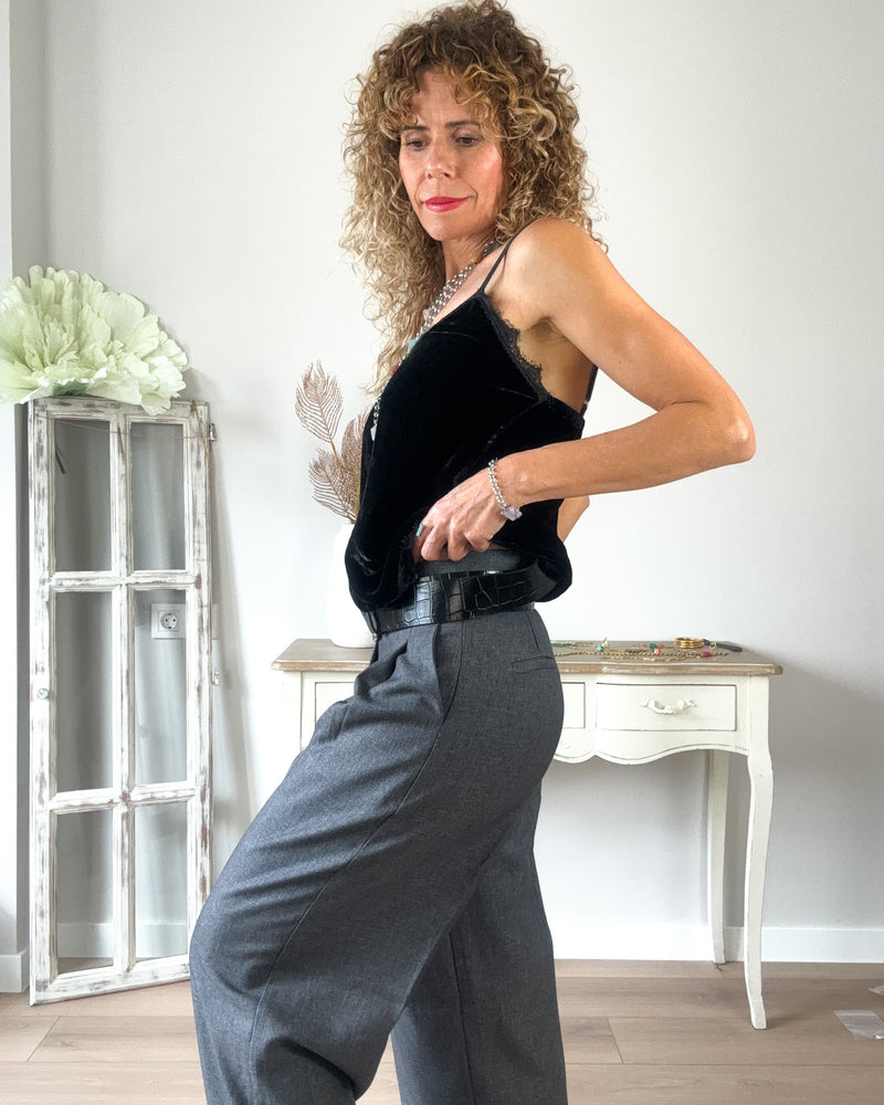 Pantalón gris wideleg