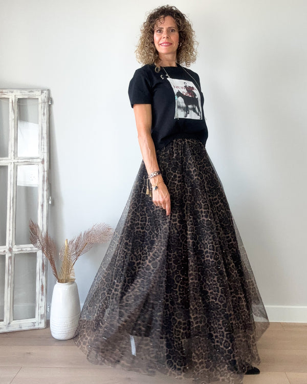Falda tul Leopard