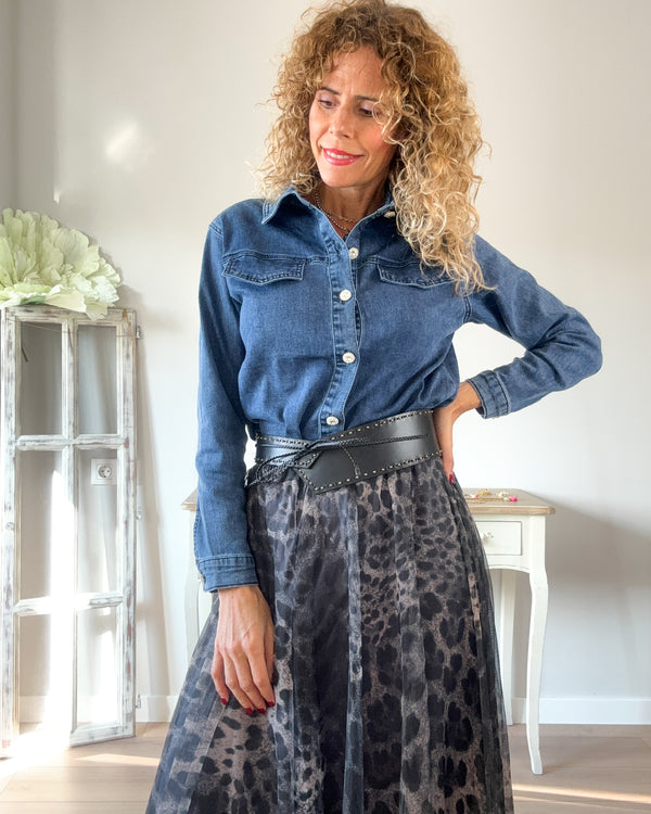 Camisa denim botón