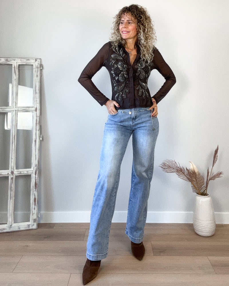 Camisa choco pedreria