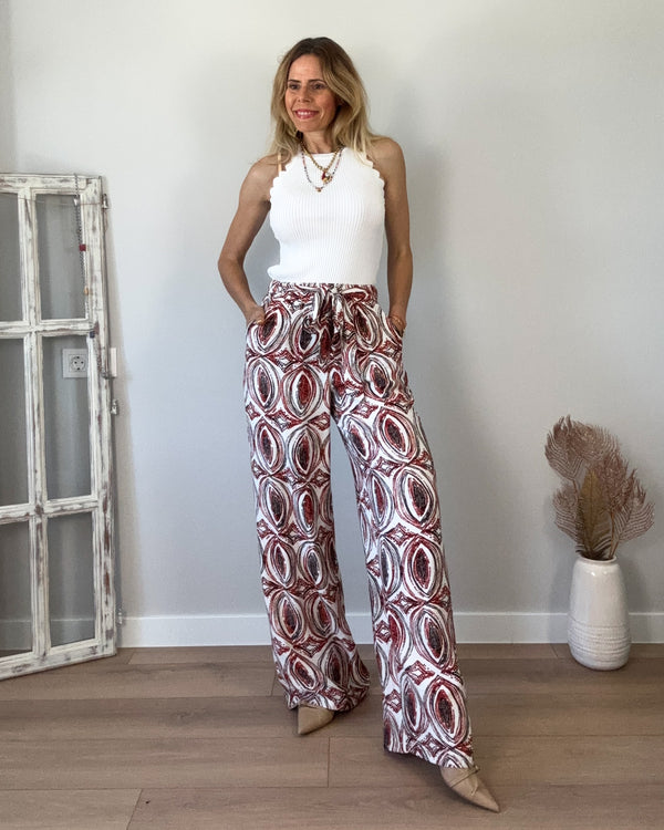 Pantalón amplio teja