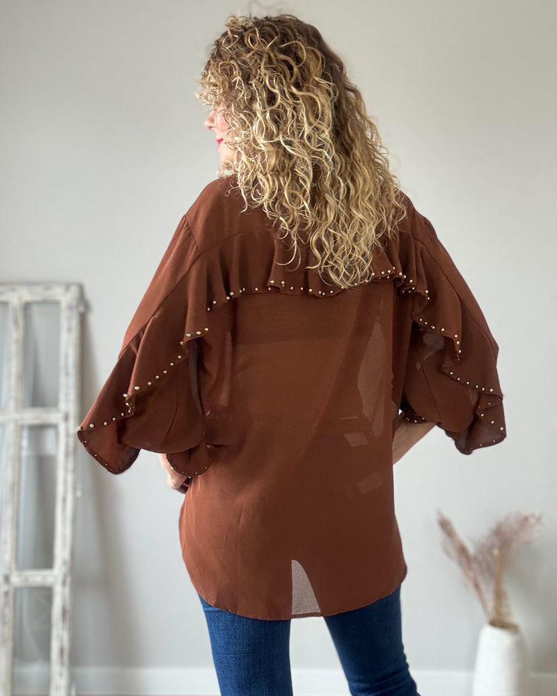 Blusa volantes tachas