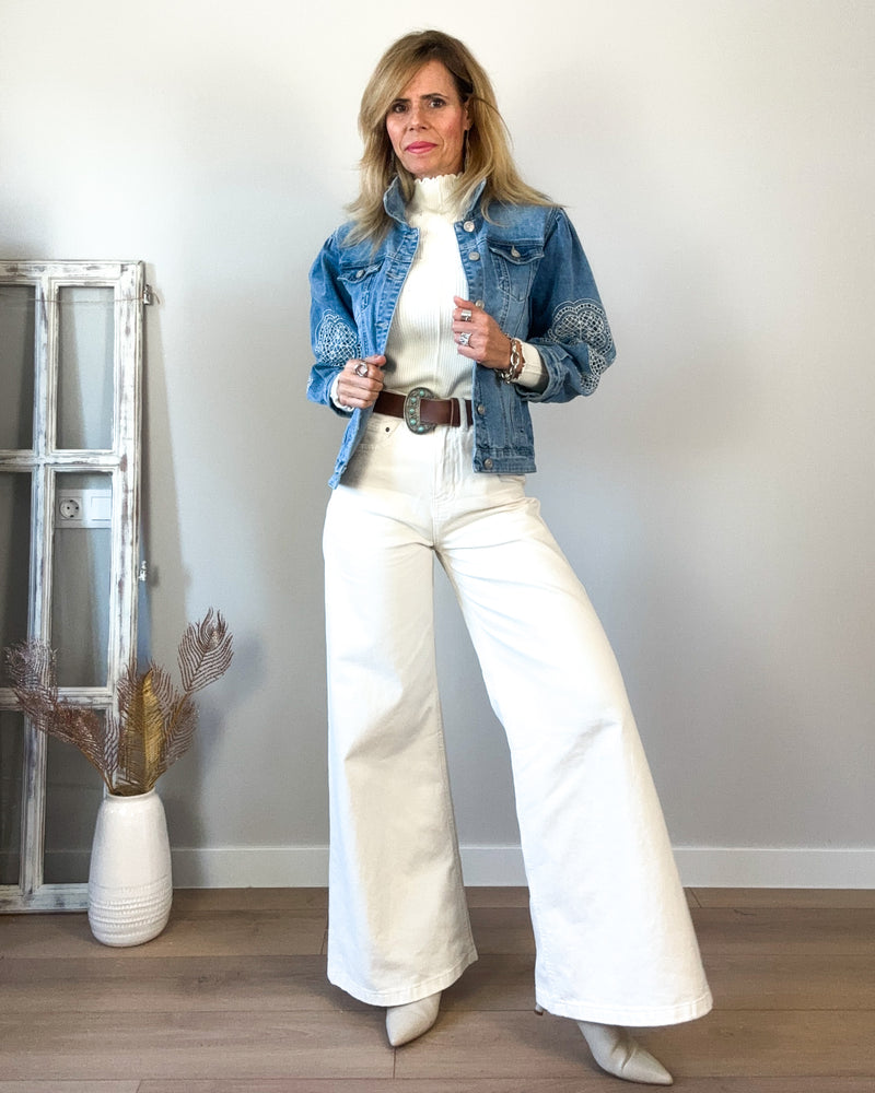 Jeans beige wideleg
