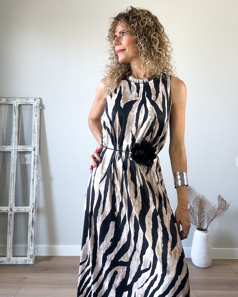 Vestido negro estampado