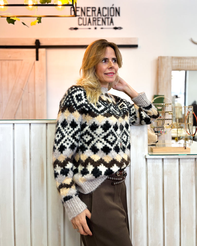 Jersey greca tostado