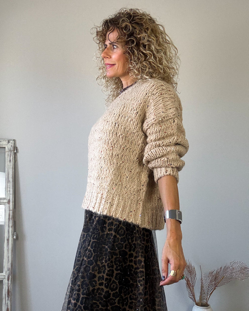 Jersey camel lentejuela