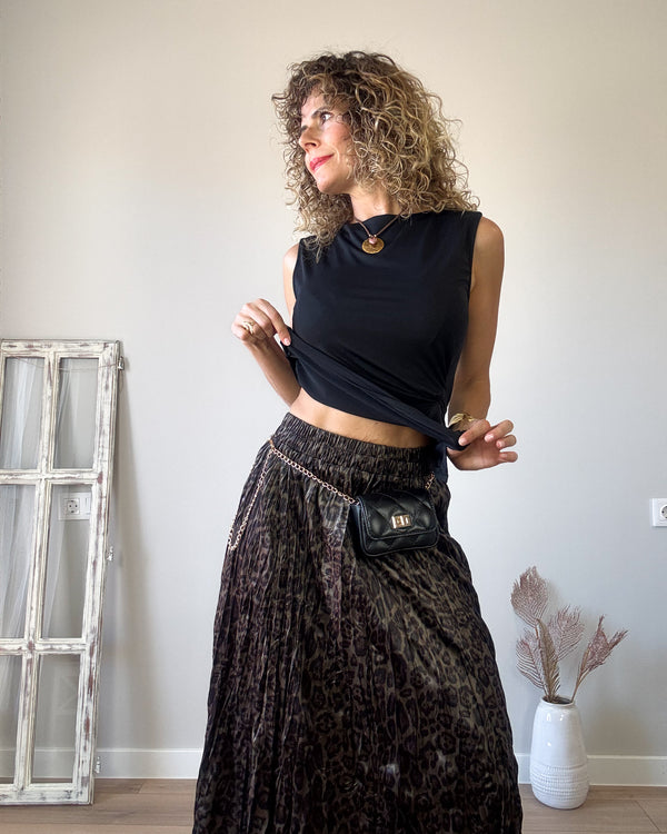 Falda print efecto ante