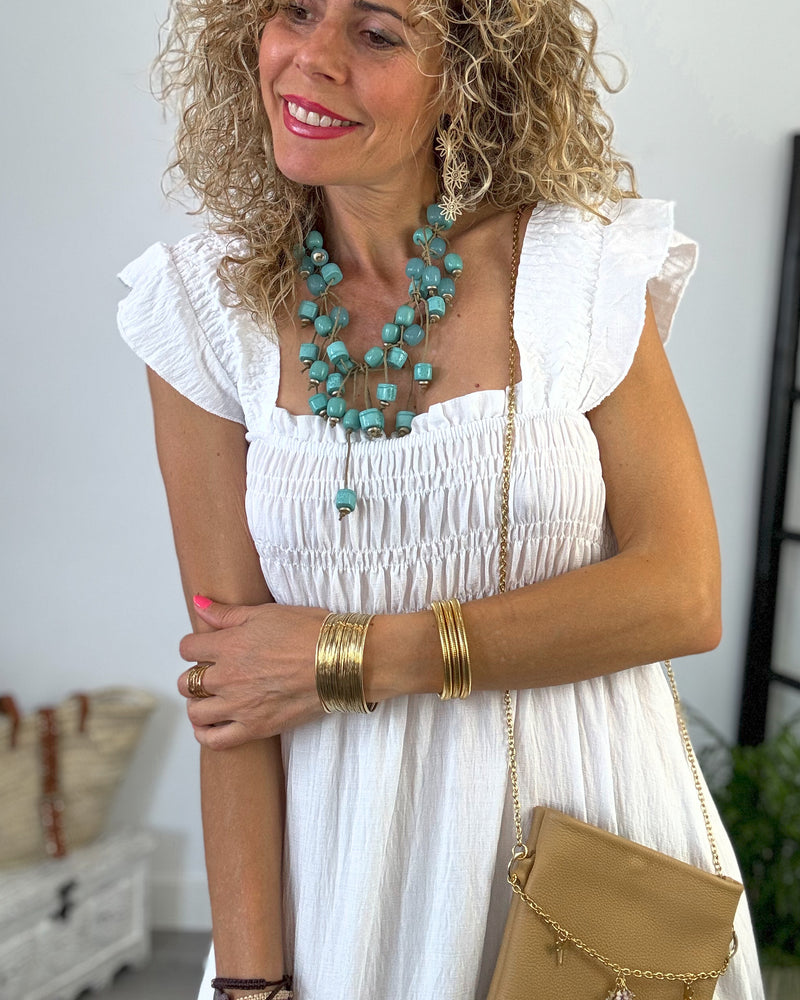 Vestido blanco gomado