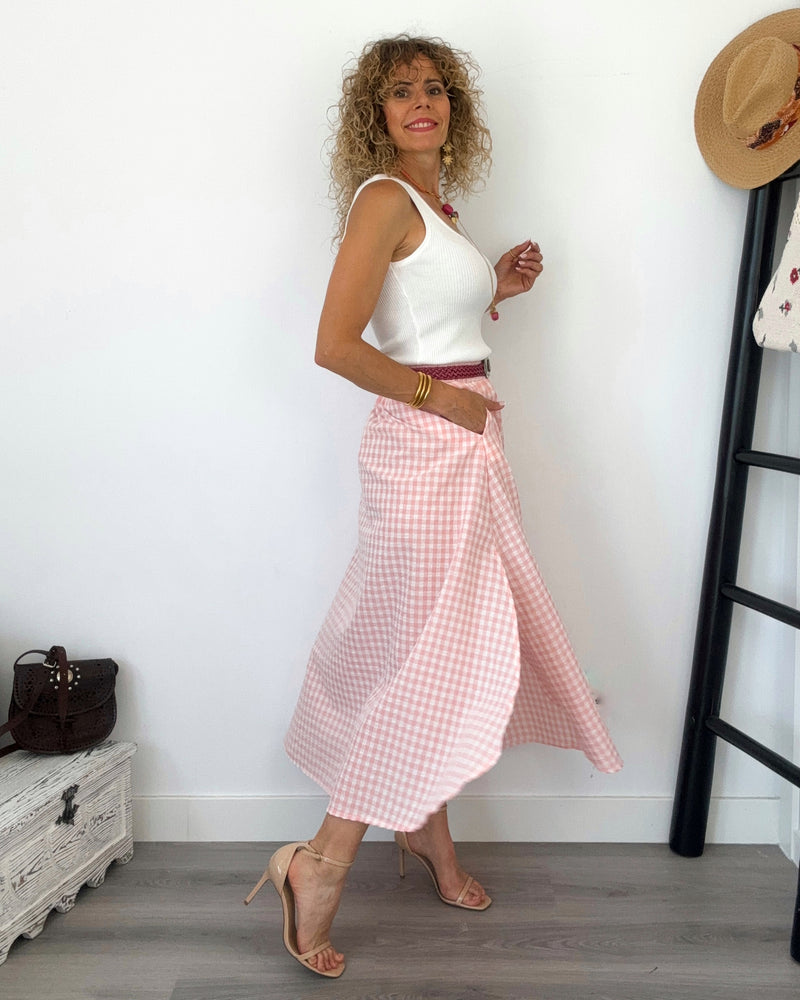 Falda rosa vichy