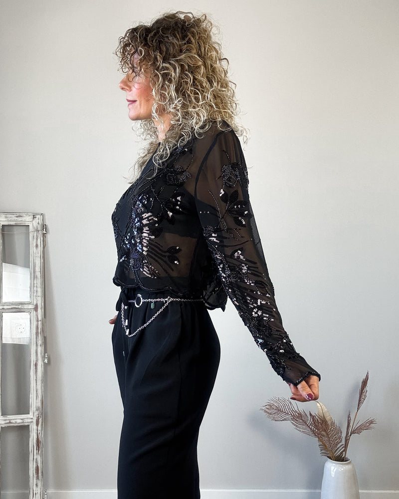 Blusa negra pedreria