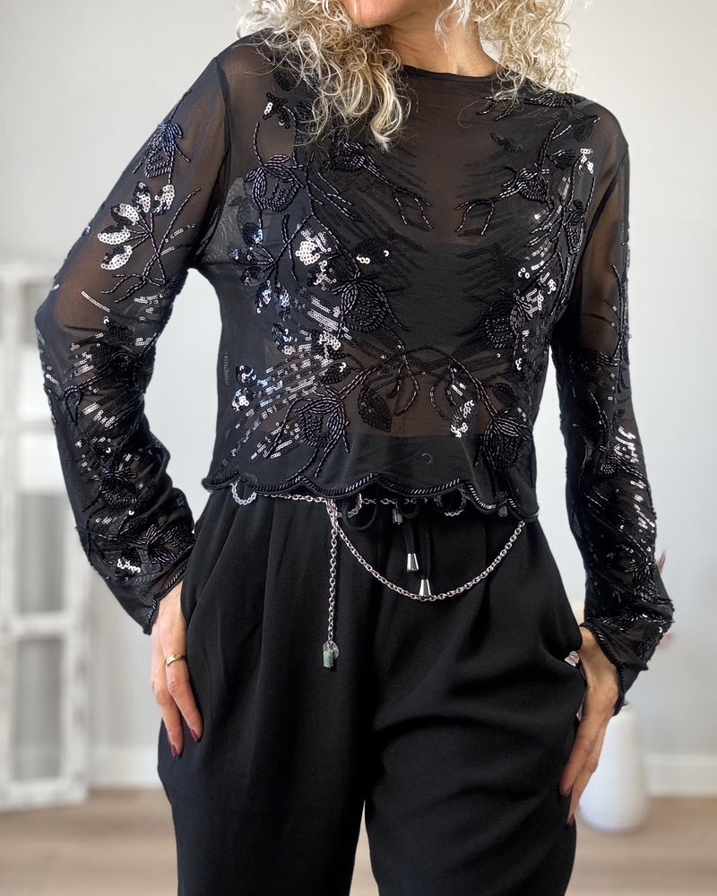 Blusa negra pedreria