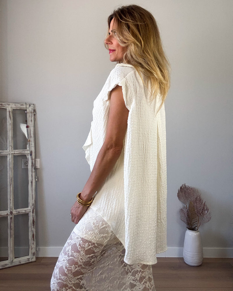 Blusa arrugada beige