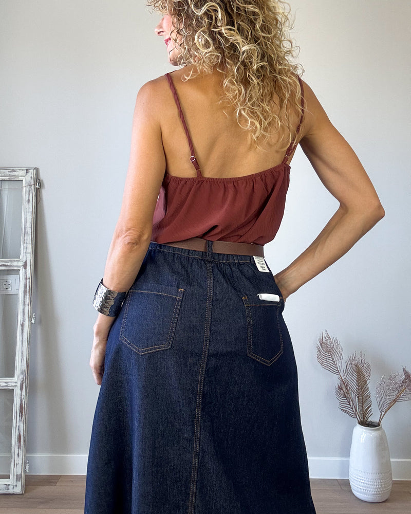 Falda denim bolsillos