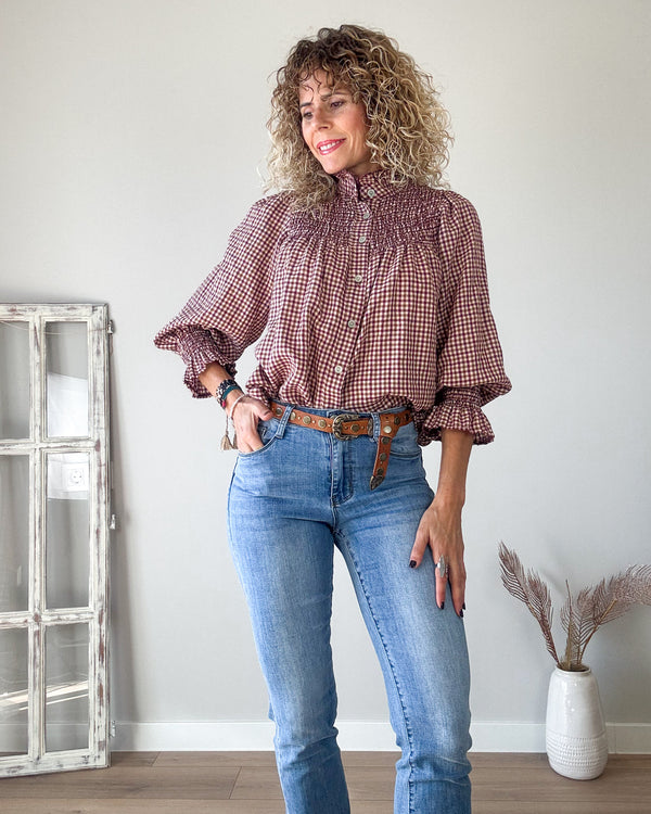 Blusa cuadros engomada