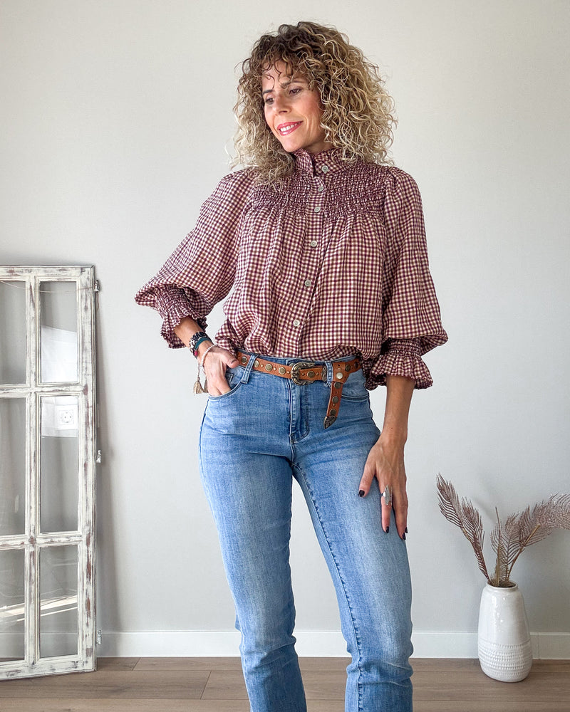 Blusa cuadros engomada