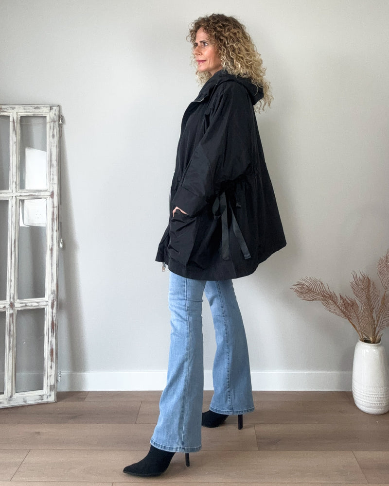 Gabardina negra midi