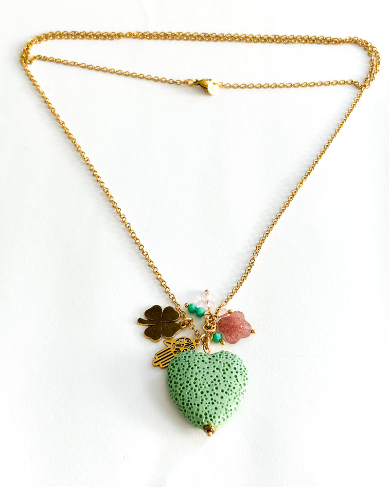 COLLAR CORAZÓN MENTA