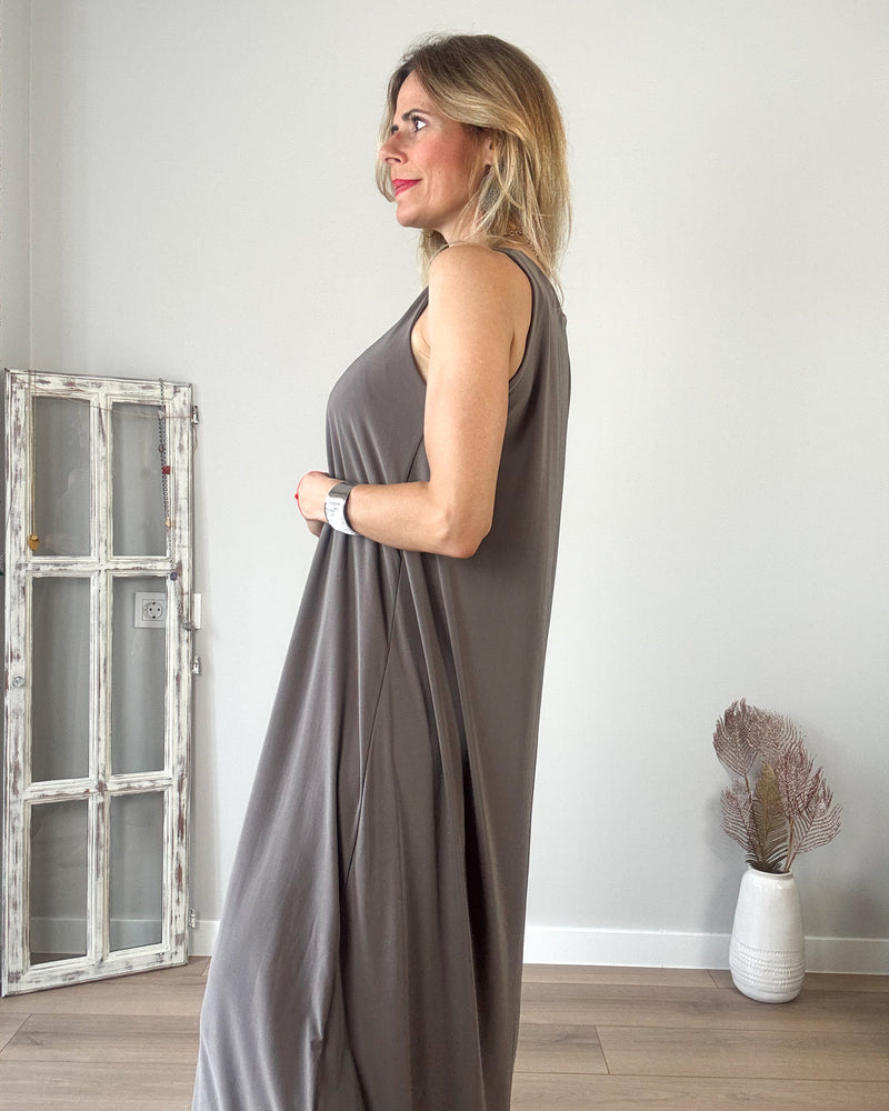 Vestido punto hoja seca
