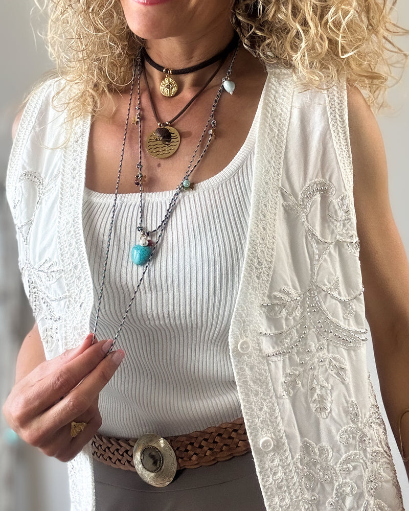 COLLAR CORAZÓN TURQUESA