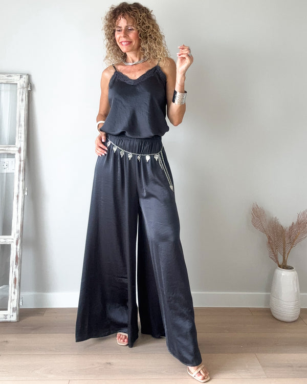 Pantalón antracita satin