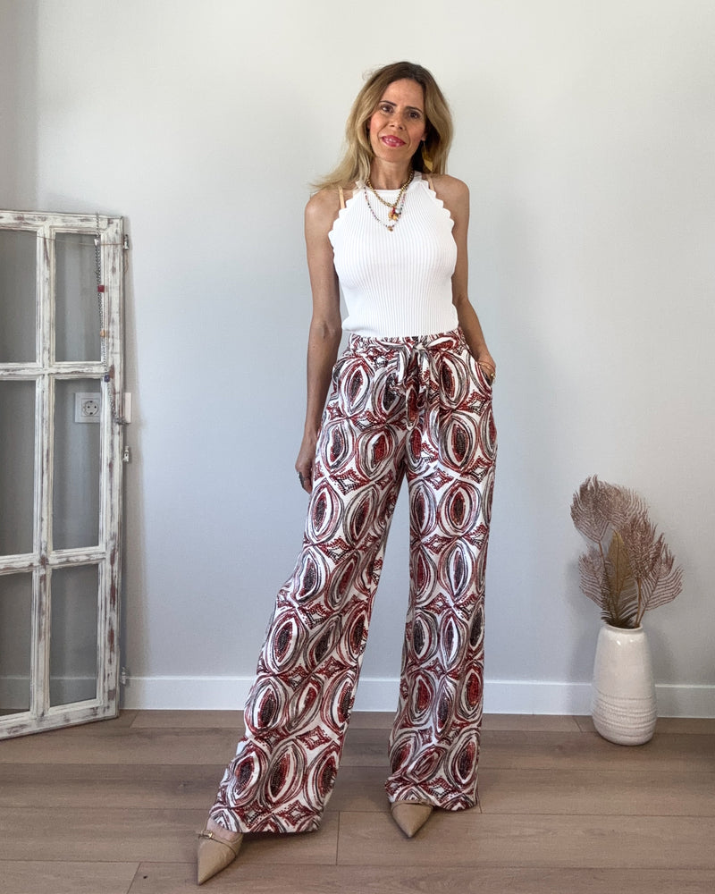 Pantalón amplio teja