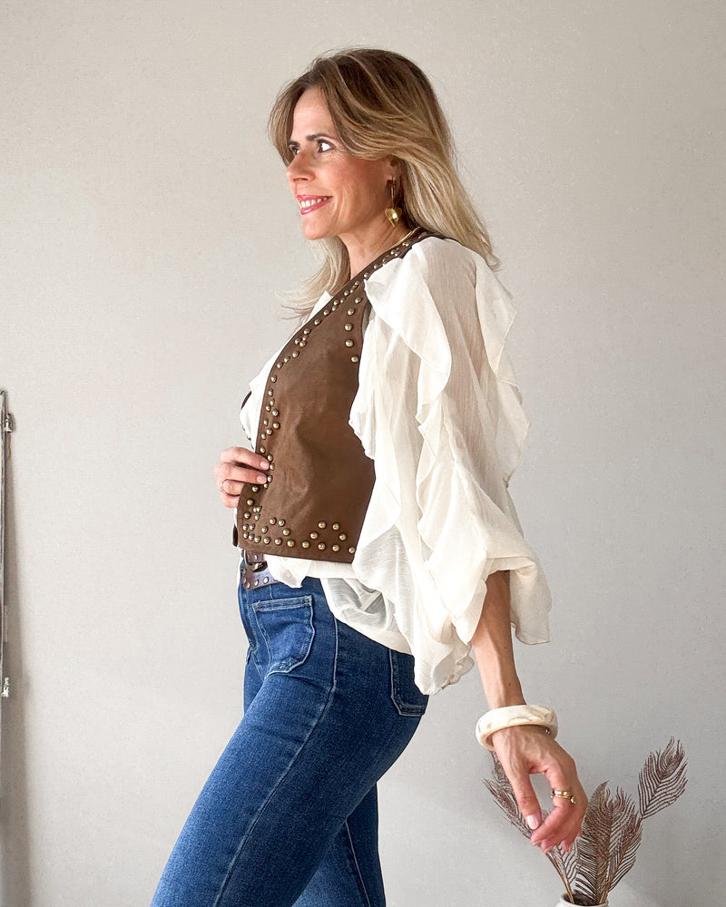 Chaleco antelina tachas