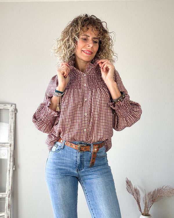 Blusa cuadros engomada
