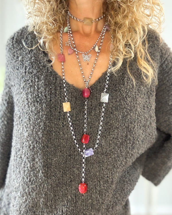 COLLAR PIEDRAS ROSADAS