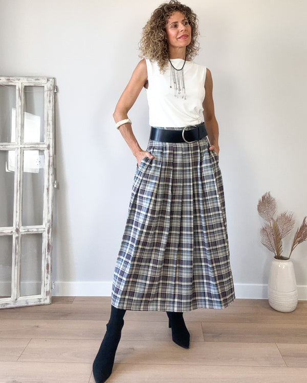 Falda cuadro azul