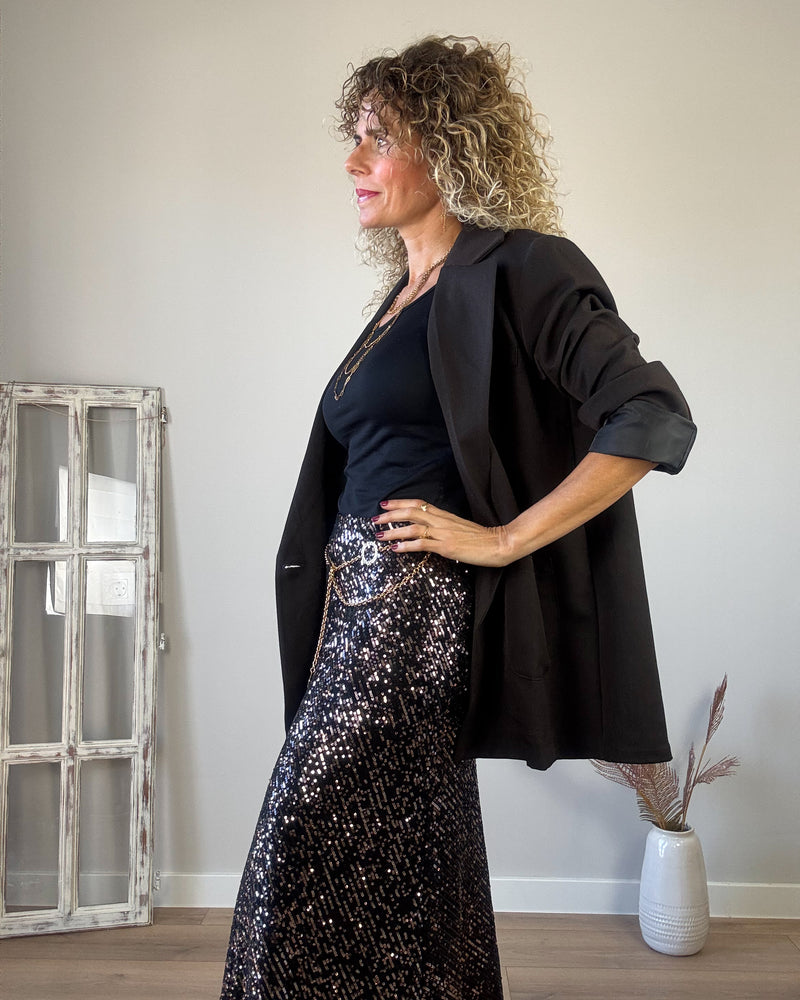 Falda lentejuelas marrón