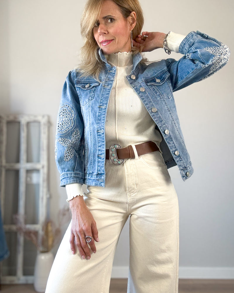 Jeans beige wideleg