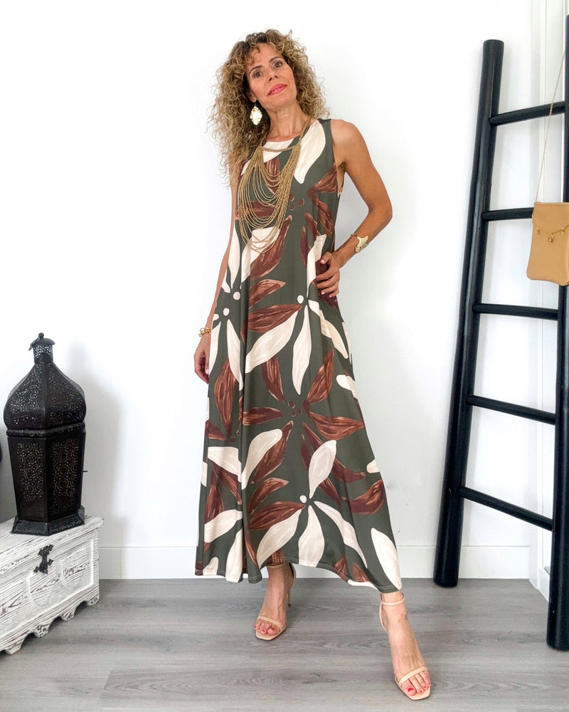 Vestido punto hoja