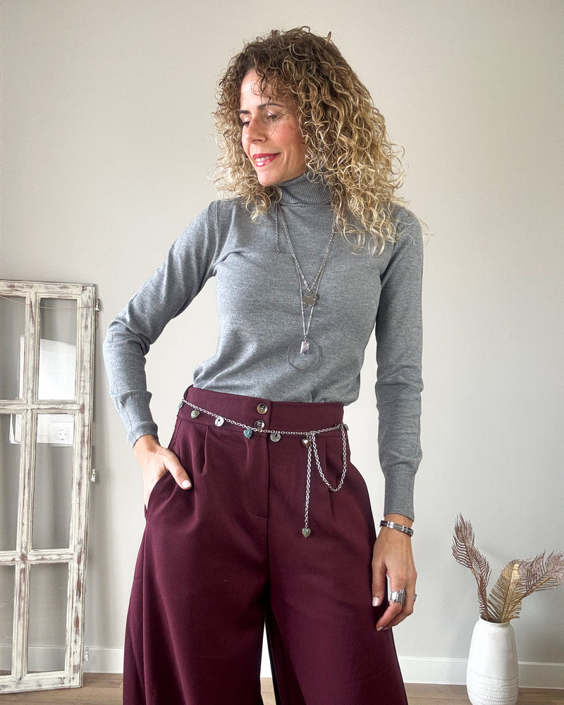 Pantalón burdeos flow