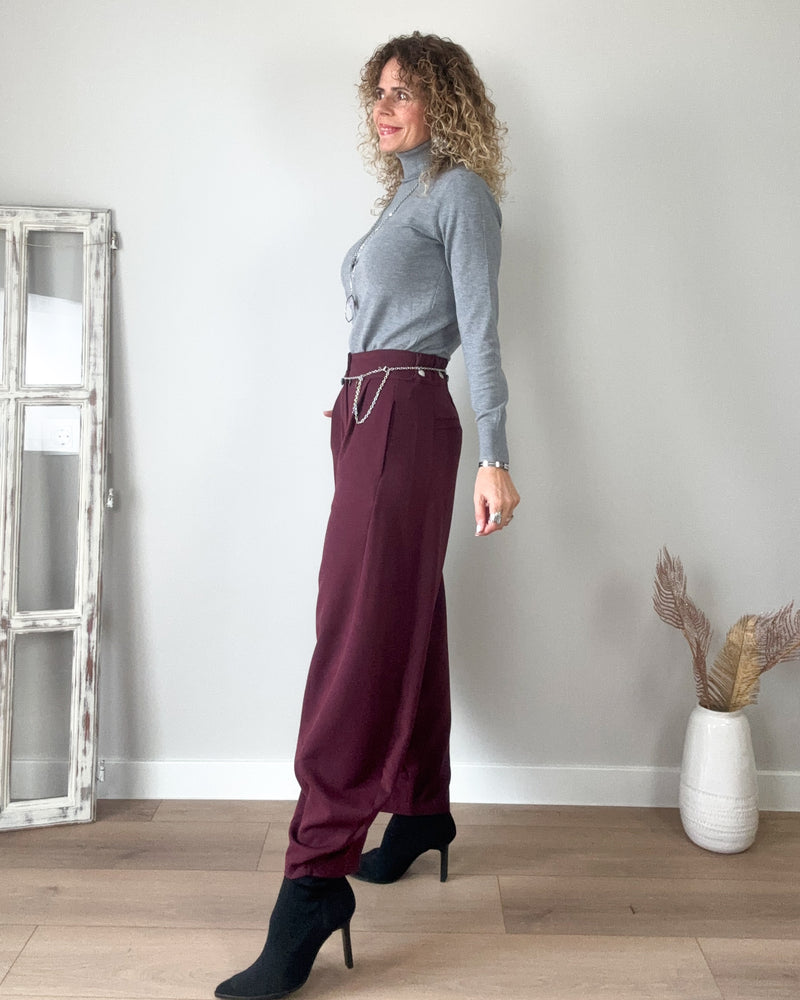 Pantalón burdeos flow