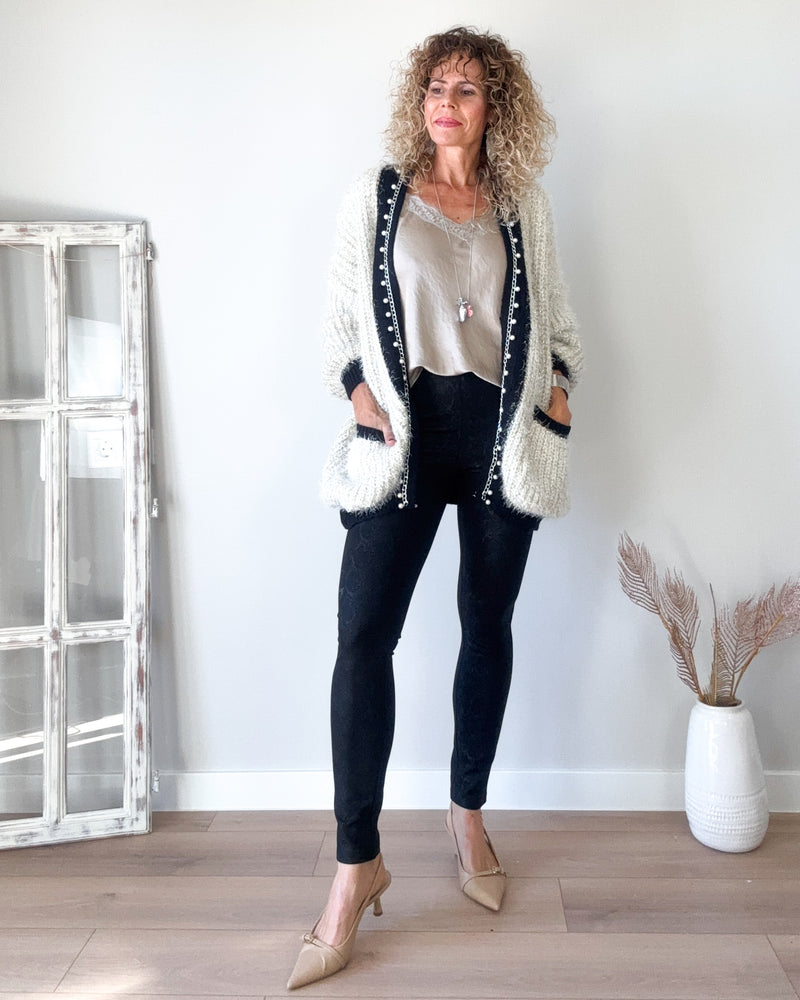 Chaqueta perlas beige