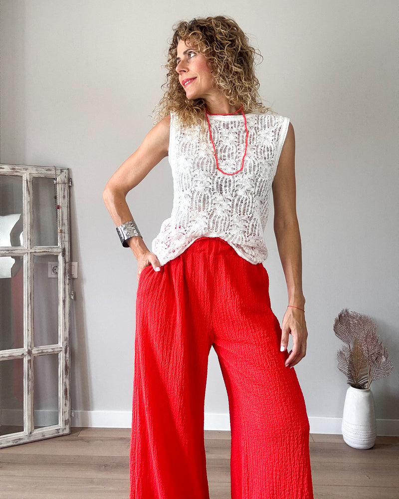 Pantalón palazo rojo