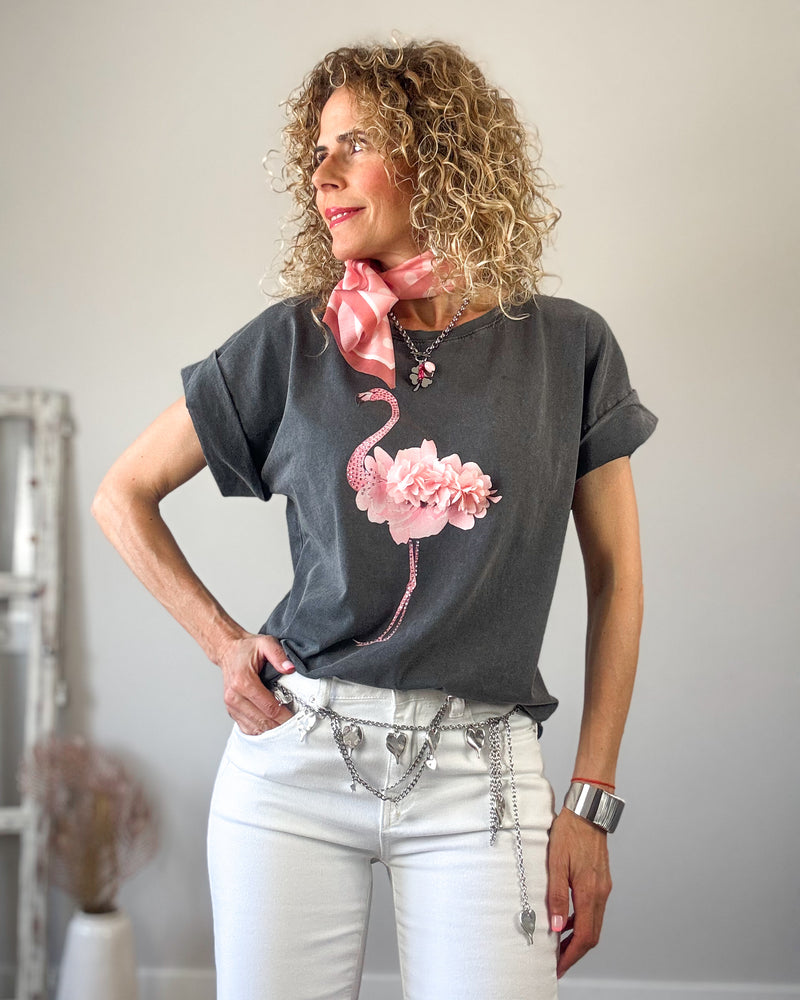 Camiseta gris flamenco