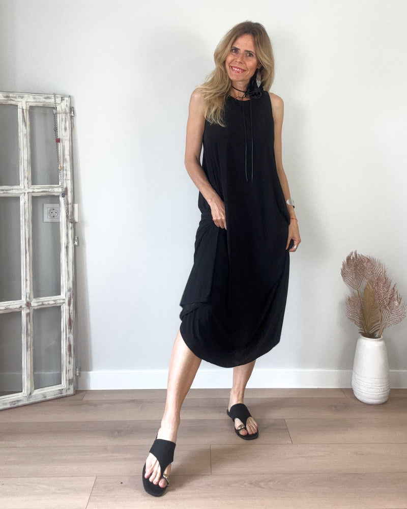 Vestido punto negro iris