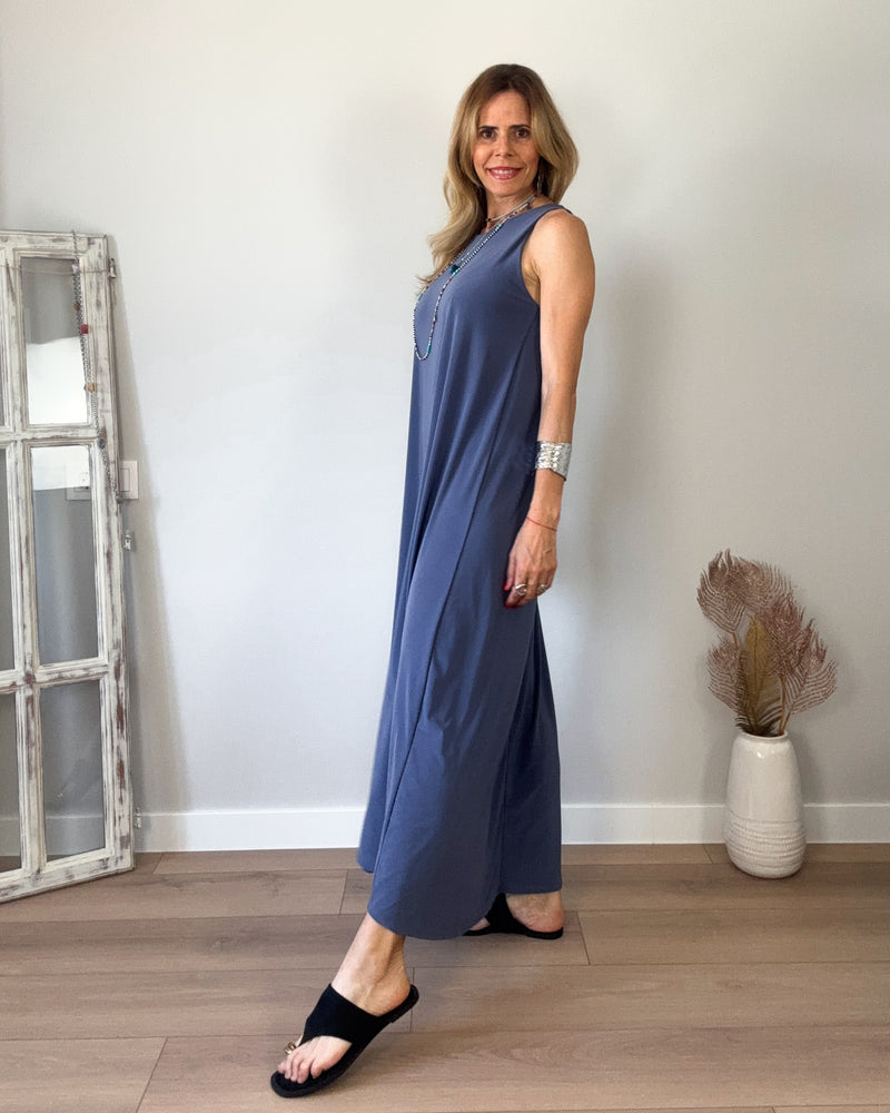 Vestido punto azul iris