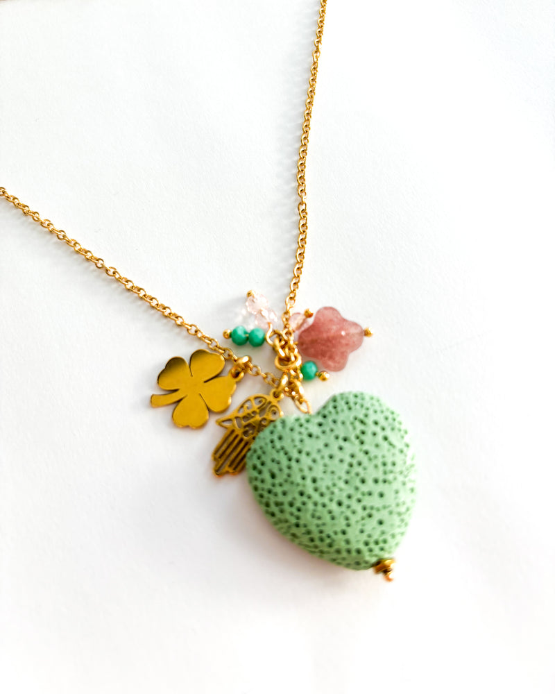 COLLAR CORAZÓN MENTA
