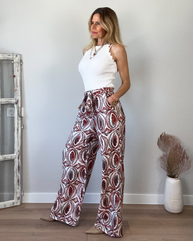 Pantalón amplio teja