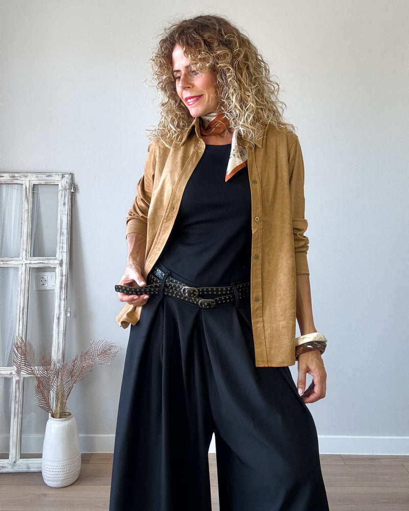Camisa camel efecto ante